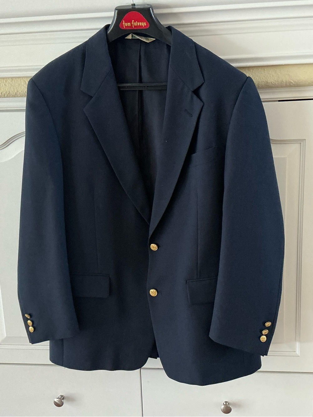 Vintage Palm Beach for Tom Falvey Navy Sports Suit Jacket Blazer size 48R